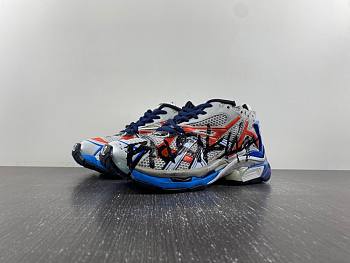 Balenciaga Runner White And Blue Printing 677402 W3RB6 1264