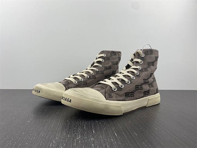 Balenciaga Paris High Top Sneaker BB Monogram in Beige 688752 W3RQ1-2298 - 1