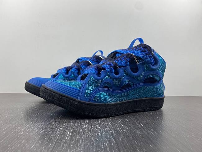 LANVIN CURB SNEAKERS IN LEATHER AND STRASS Majorelle Blue I-1695-I91789 - 1