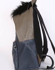 FENDI Selleria Monster & Fur Leather Backpack Blue/Khaki - 2