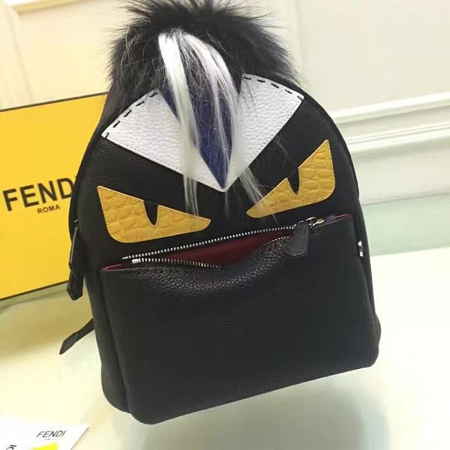 FENDI Dark Grey Leather Monster Eyes Backpack 7VZ012 - 1