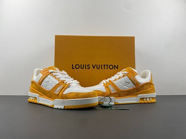 Louis Vuitton Trainer Yellow Monogram Denim White 1A9JHB / 1A9JHF - 1