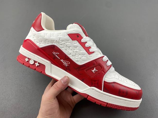 Louis Vuitton Trainer Red White 1A8PK6 / 1A8PJY - 1