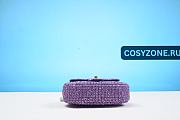 Chanel Mini Sequin Flap Bag with Top Handle Purple Tweed Antique Gold Hardware - 3