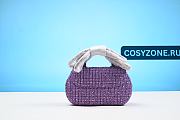 Chanel Mini Sequin Flap Bag with Top Handle Purple Tweed Antique Gold Hardware - 2